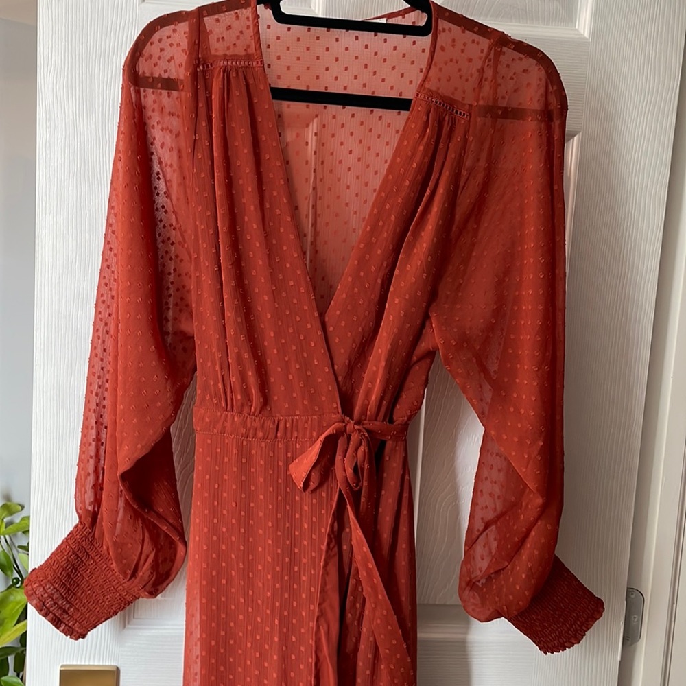 Wrap dress with embroidered detail